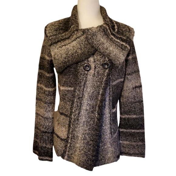 Marisa Christina Sweaters - Marisa Christina Wool Blend Womens Medium Chunky Sweater Coat Wide Collar M